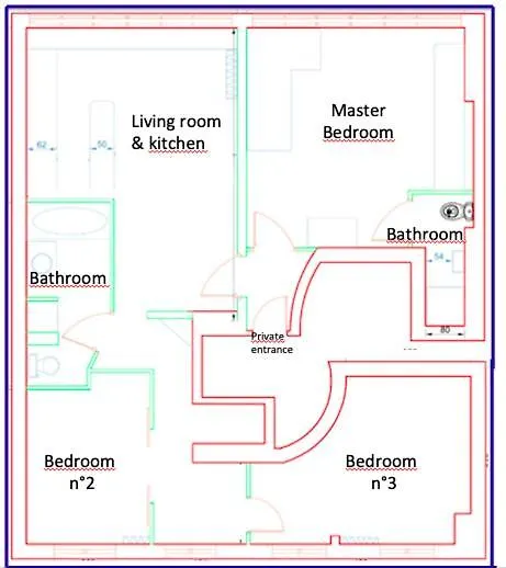 Central&nice ! 3 Bedrooms, 2 Bathrooms Appartement *